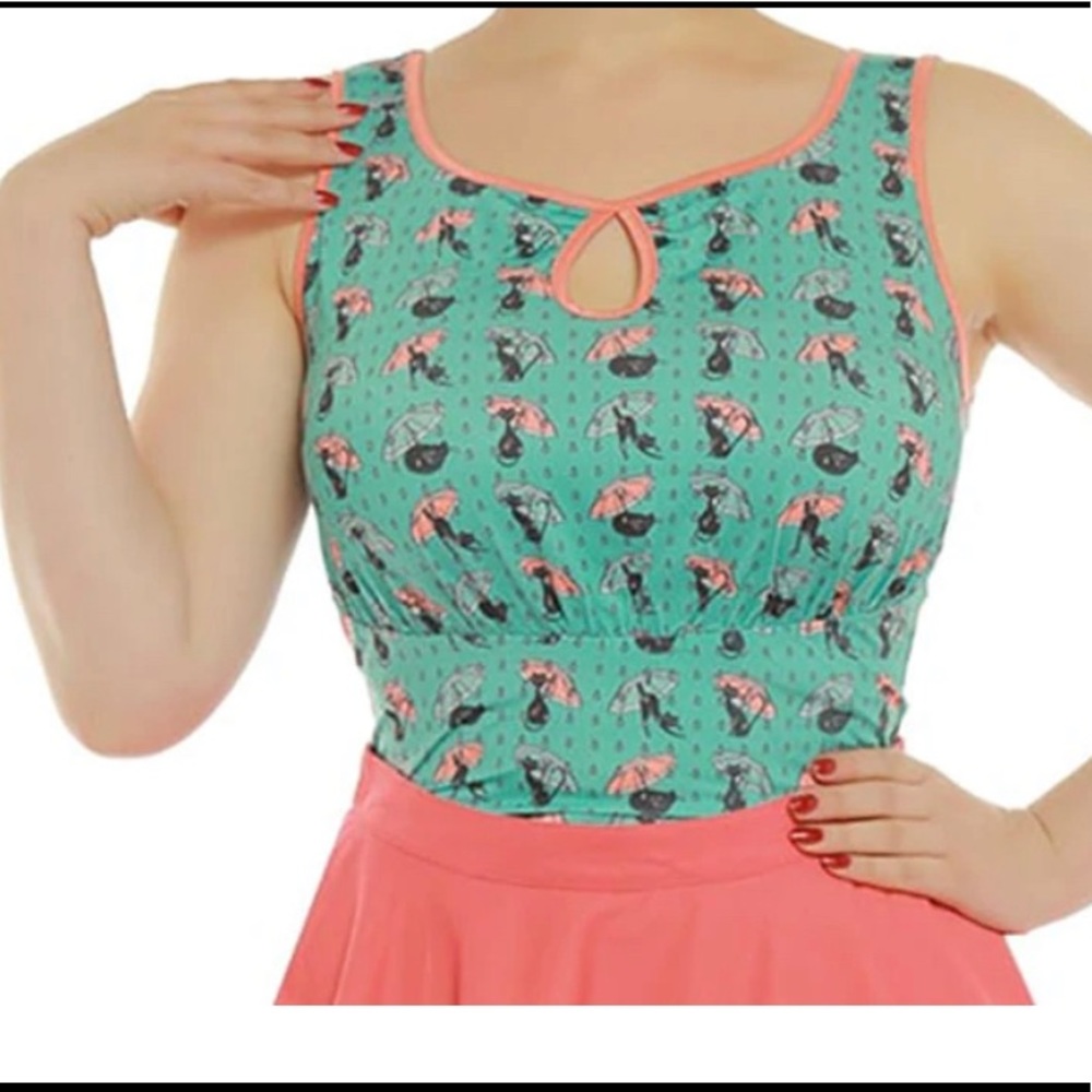 Lindy Bop Daisy Cats in Rain Retro Vintage Style Top